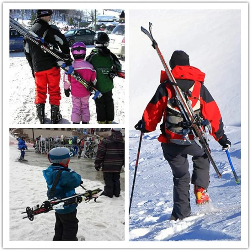 New Skiing Pole Shoulder Hand Carrier Lash Handle Straps Adjustable Buck Hook Loop Protecting Black Nylon Ski Handle Strap Bag