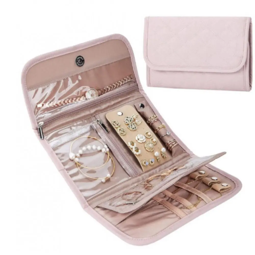 

Foldable Jewellery Storage Bag Book Design with zipper Jewelry Organizer Soft Portable Jewelry Case for Rings/Necklace/Earrings
