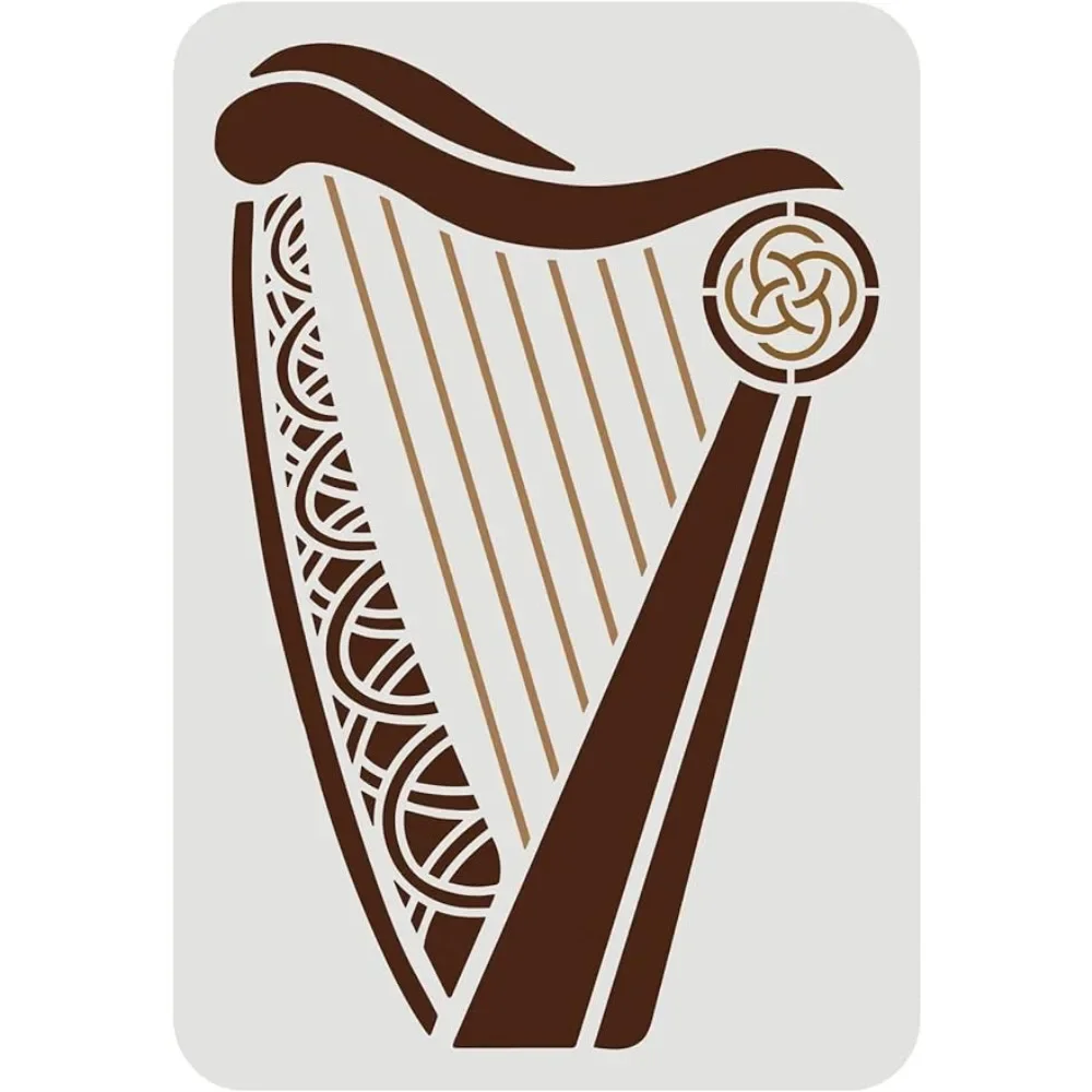 

Celtic Irish Harp Stencil 11.7x8.3 inch Musical Instrument Mylar DIY Art Craft Template Reusable Irish Welsh Knotwork Symbols