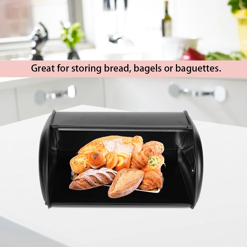 Bread Bin Bread Holder Bread Storage Box Large Capacity Stainless Steel Bread Box Holder Bin Container Kitchen Storage Organizer