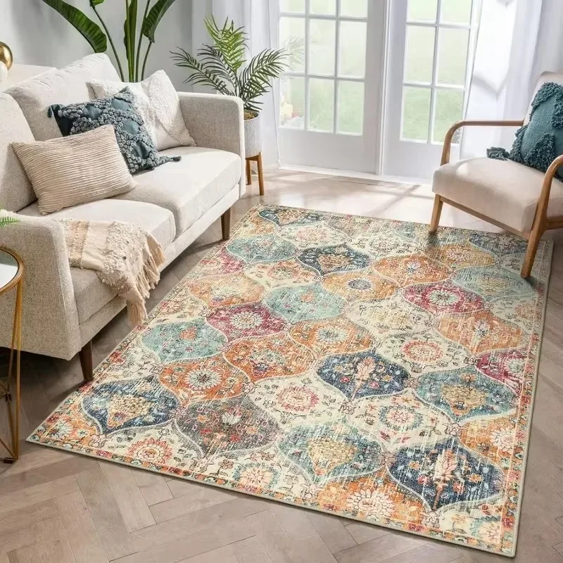 Washable Bedroom Rug Indoor Non-Slip, Small Oriental Accent Throw Rug for Kitchen Entryway Bathroom Living Roomet