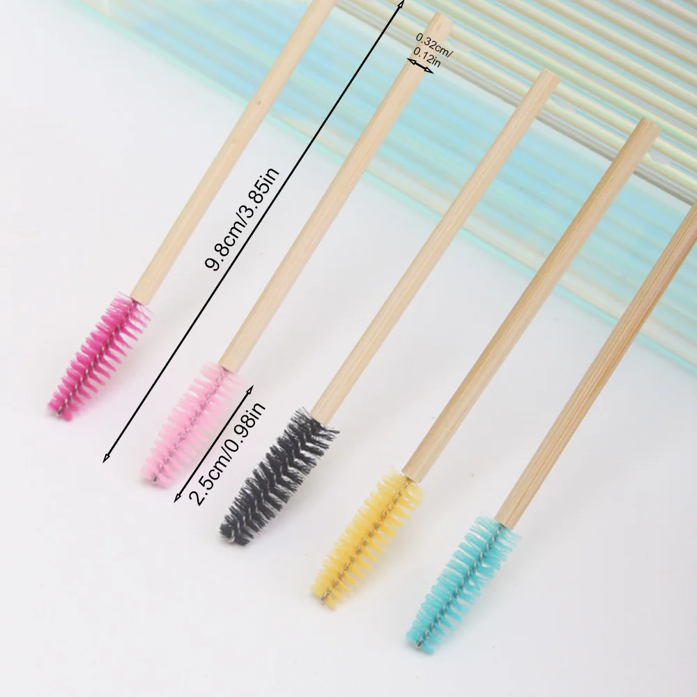 50 stuks/zakje Wimperborstels Make-upborstels Wegwerp Bamboe Handvat Mascara Borsteltjes Applicator Wimperborstel Wimperverlenging Gereedschap