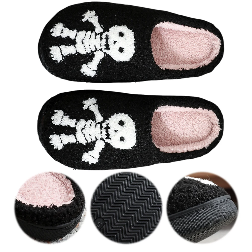 

Halloween Plush Slippers Little Ghost Slippers Comfortable Slip On House Shoes Anti Slip Fluffy Home Slippers Soft for Men Women