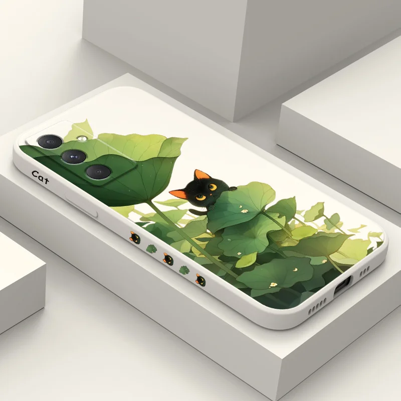 

Lotus Leaf Cat Phone Case For Samsung Galaxy A56 A36 A26 A16 A06 A55 A35 A25 A15 A05 A05S A54 A34 A24 A14 A04 A04S A04E 4G 5G Co