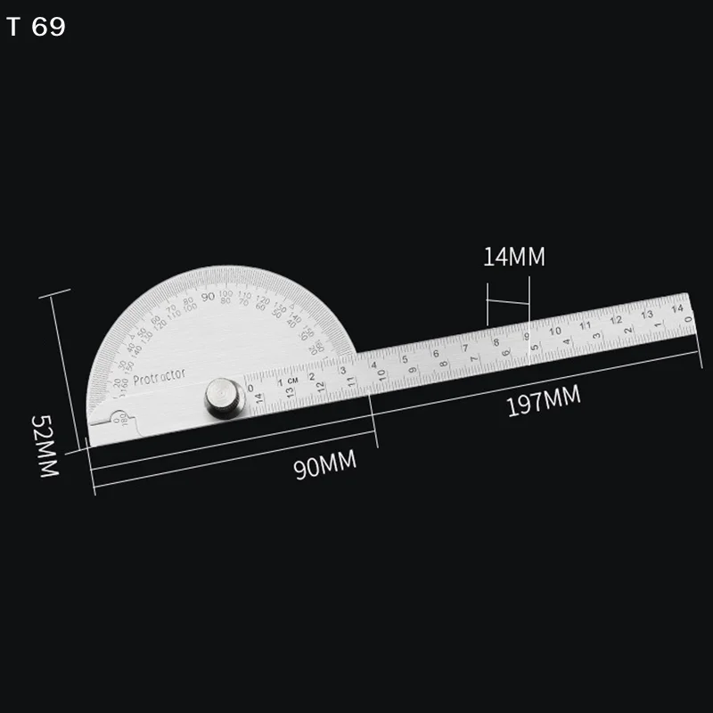 Stainless Steel Woodworking Wood Measurement Tool Angle Meter Measure Protractor Ruler Metal Finder 180 Degree Guage Goniometer