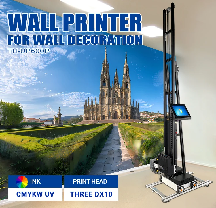 BAIKETECH Wheeled TH-UP600P Wall Painting Machine DX10 Printhead 6M Ground Track Optional with Intelligent Computer Control