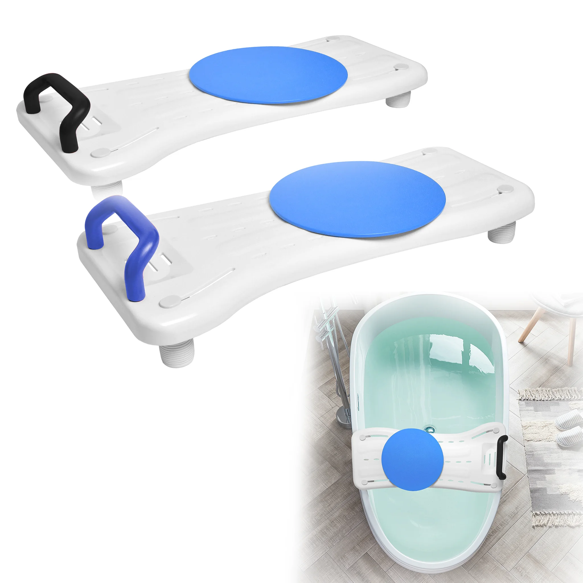 Pannello per vasca da bagno con piattaforma girevole a 360 gradi, pannello per il trasferimento dalla vasca con maniglia, pannello per seduta da bagno con piedini regolabili antiscivolo e vano porta