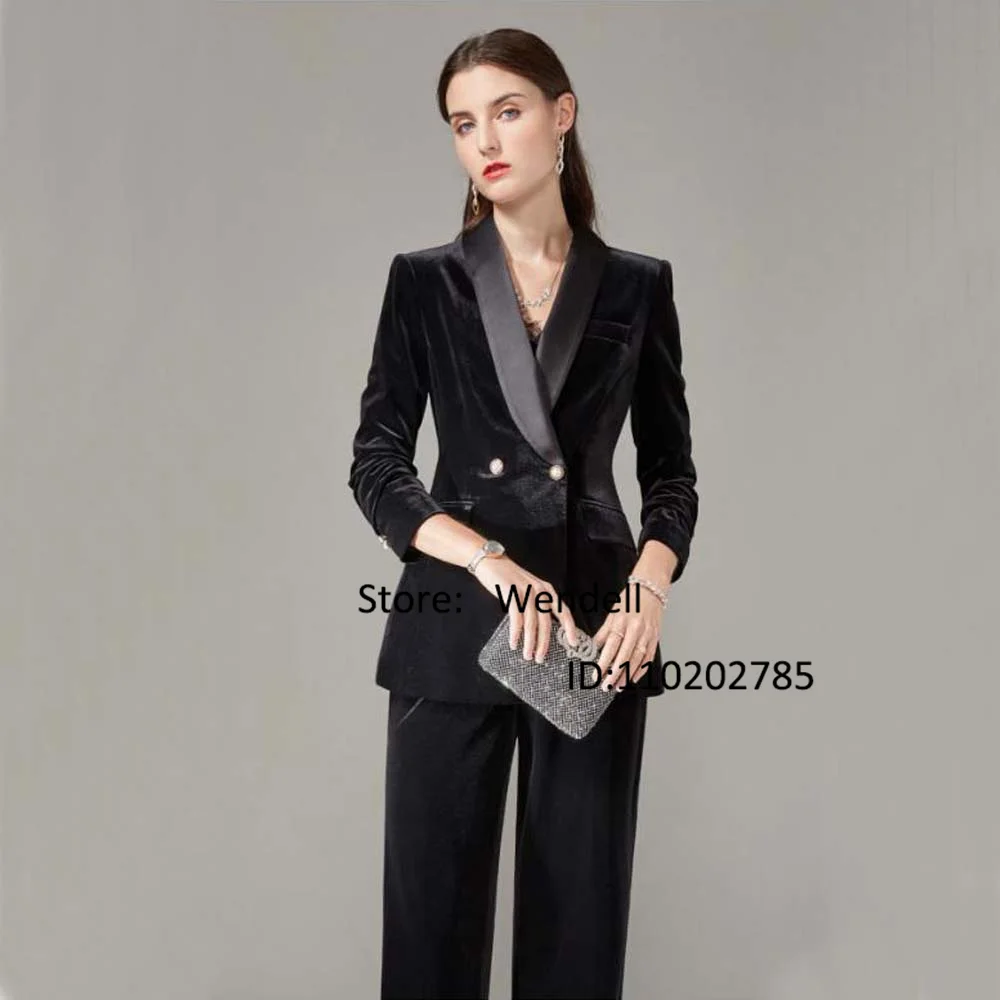 

Ladies Suit Velvet Luxury Birthday Prom Dress Customized Elegant Women's Suits for Winter Suit Set Woman Korea Combi-pants Sets