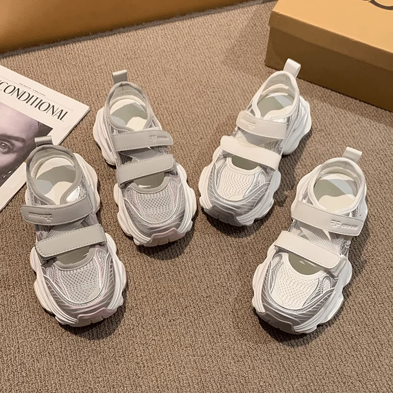 

Women's Sandals Open Toe Breathable Hollow out Magic Tape Casual oes Thi Bot Heightening Faionable Dad Sneakers