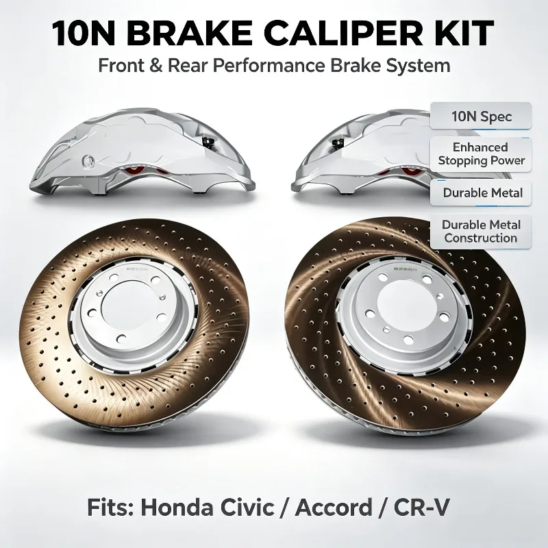 26 Style10N Big Brake Caliper Kit 10 Pot Front Brake System Custom Color For HONDA CR-Z CIVIC IX INSIGHT JAZZ III STREAM FIT