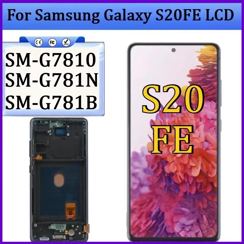 

New TFT/OLED For Samsung Galaxy S20FE LCD Display Touch Screen Digitizer with Frame For Samsumg S20FE LCD Replacement