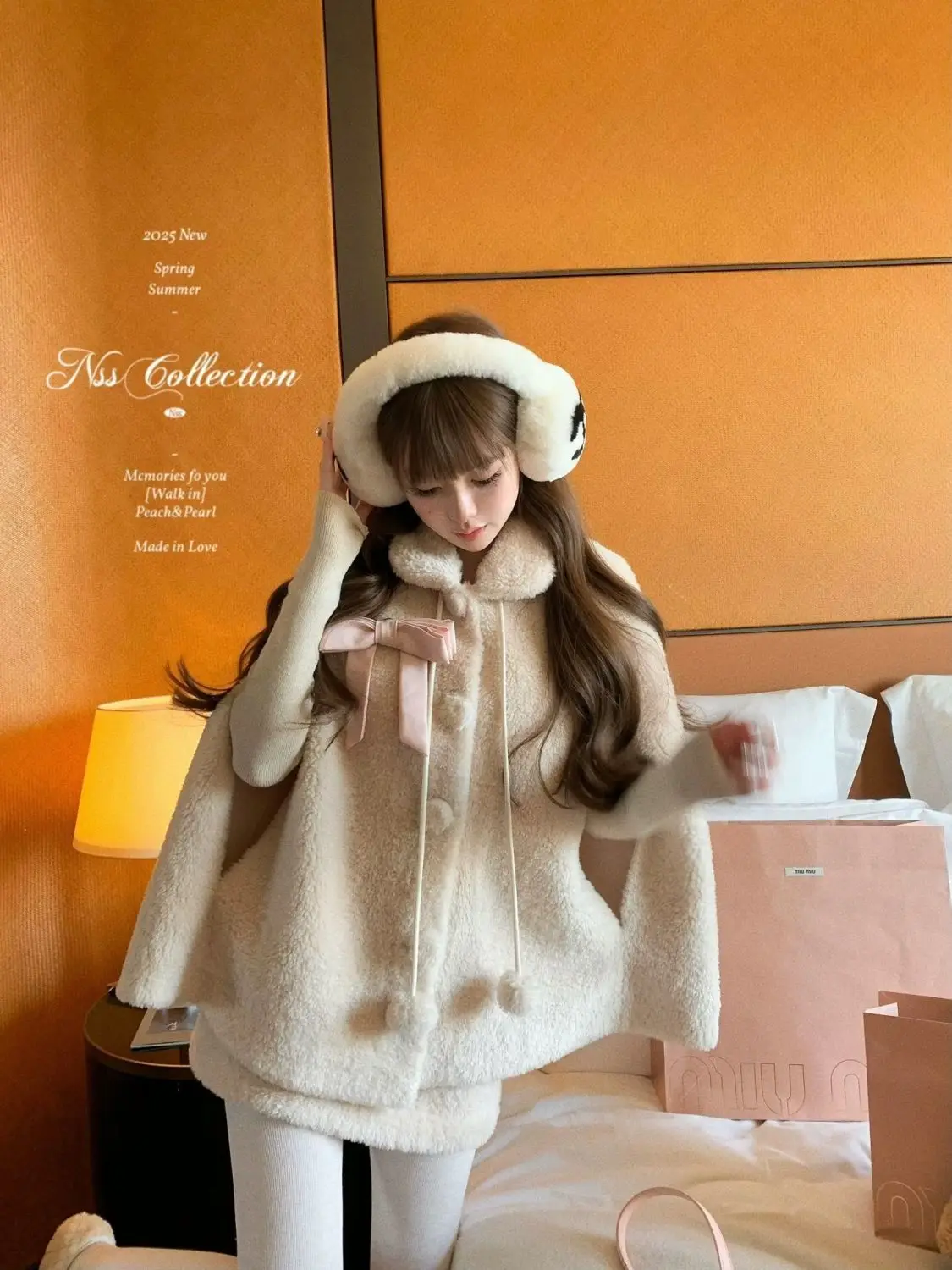 

Зимний элегантный темпераментный комплект из 2 предметов, женская одежда, однобортный плащ из меха ягненка + юбка с тонкой талией, женские костюмы Y2k