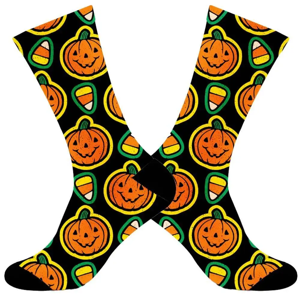 

Новые забавные носки с черепом инопланетянина, тыквой, монстровой летучей мыши для девочек, осенне-зимние мужские носки на Хэллоуин