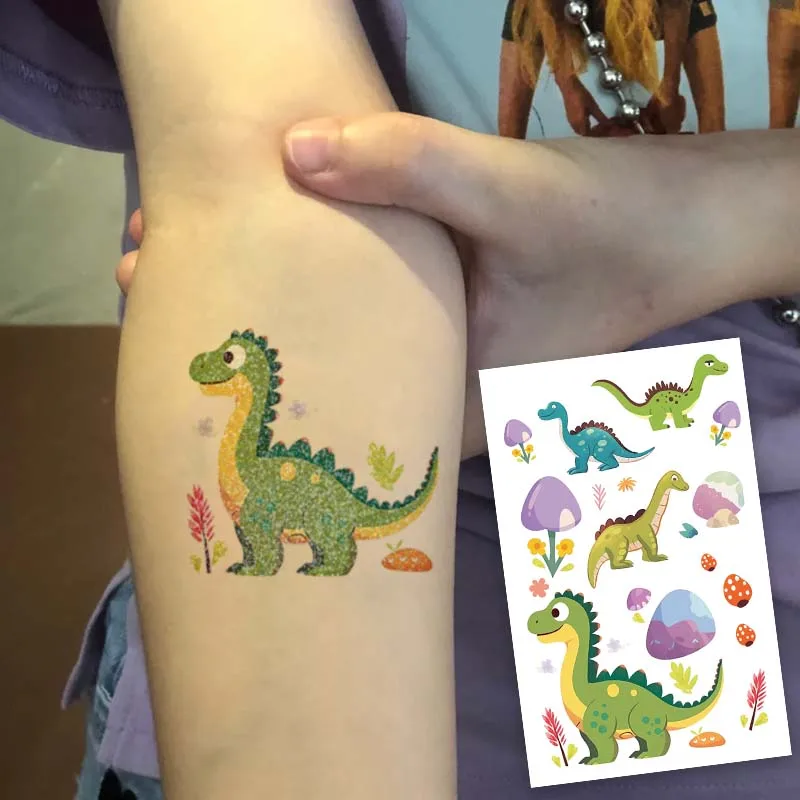 6 Cartoon Dinosaur Arms and Legs Long-lasting Waterproof Simulation Non-Reflective Temporary Tattoo Stickers Fake Tattoos