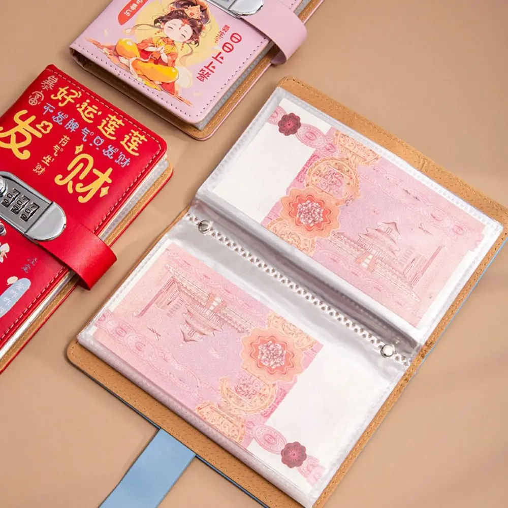 50 แผ่นประหยัดเงิน Binder PU หนังแบบพกพา Budget Binder ล็อคกระเป๋าสตางค์ Lucky Letter Planner Organizer 50 แผ่น