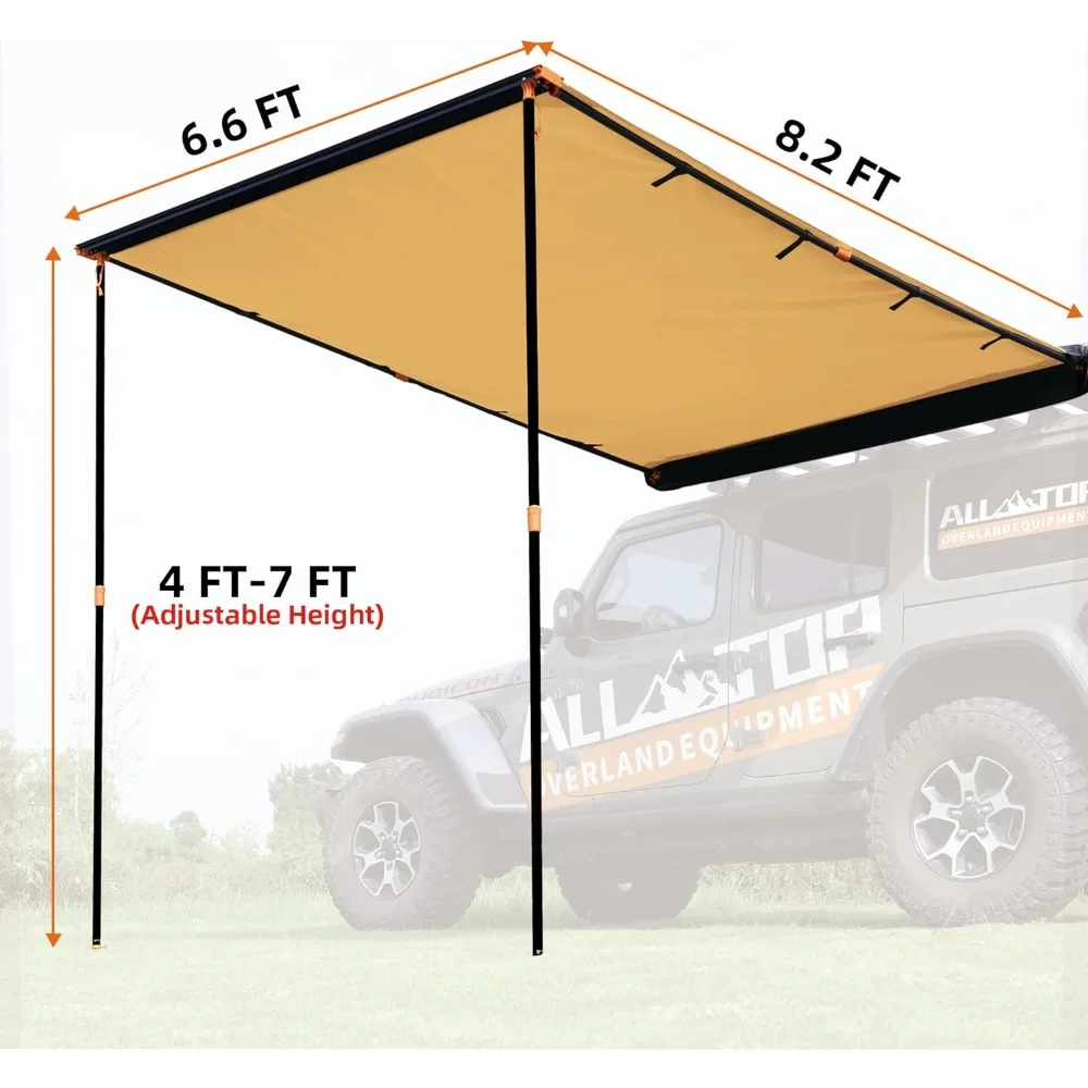 Imagem -03 - Toldo Impermeável do Veículo Telhado Rack Pull-out Sun Shade Shelter Toldos ao ar Livre 6.6x8.2