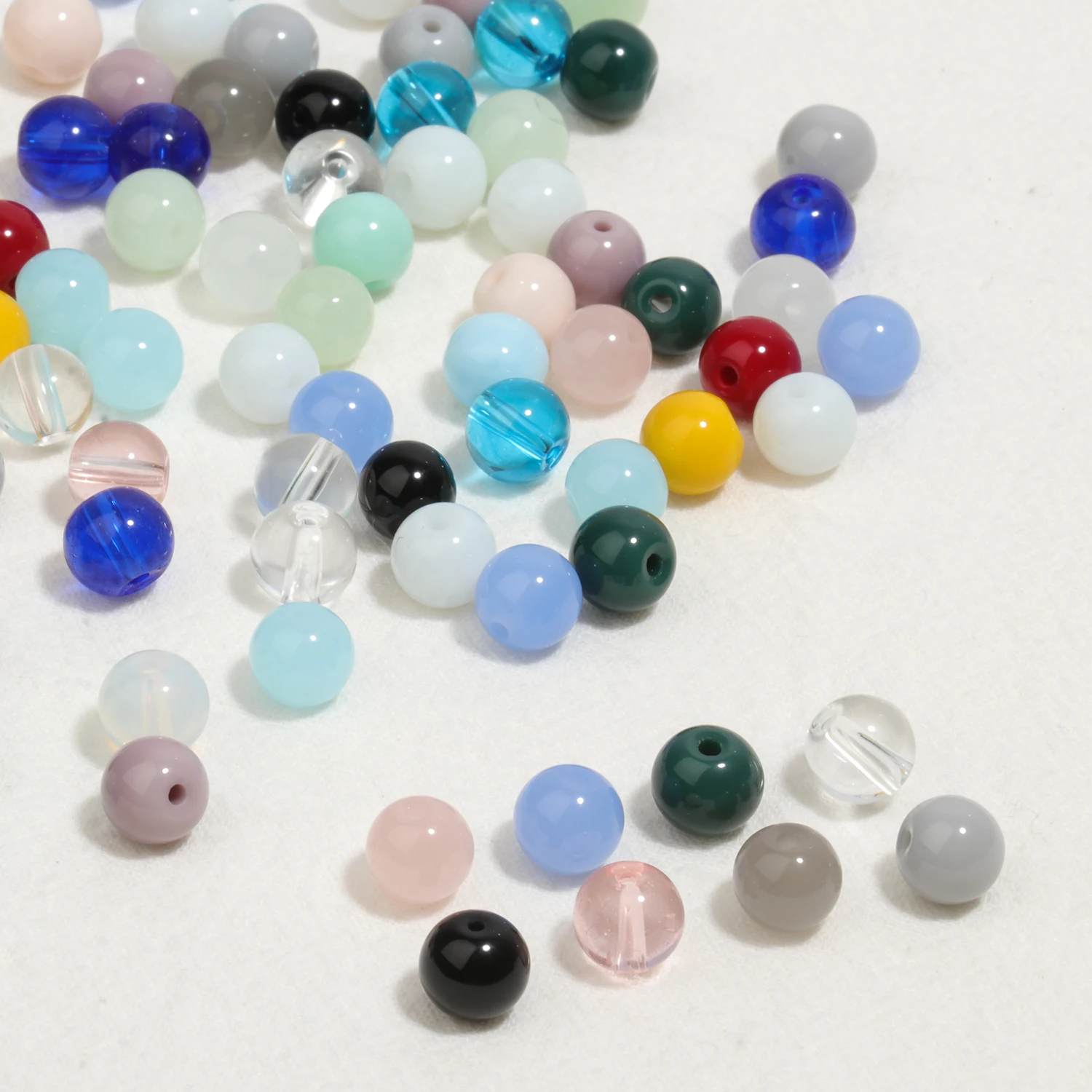 50pcs/pack 8mm Mixed Glass Crystal Stone Beads Round Loose Quartzs Beads Charms Needlework Jewelry Making Bracelet DIY Supplies