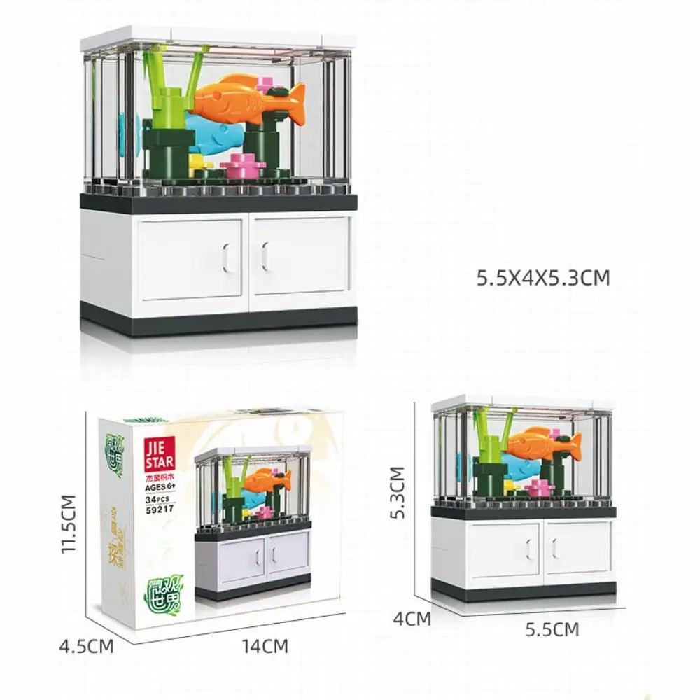 Nieuwe Plastic Bouwstenen Korrel Aquarium Monteren Speelgoed DIY Schildpad Desktop Ornament Kids Gift