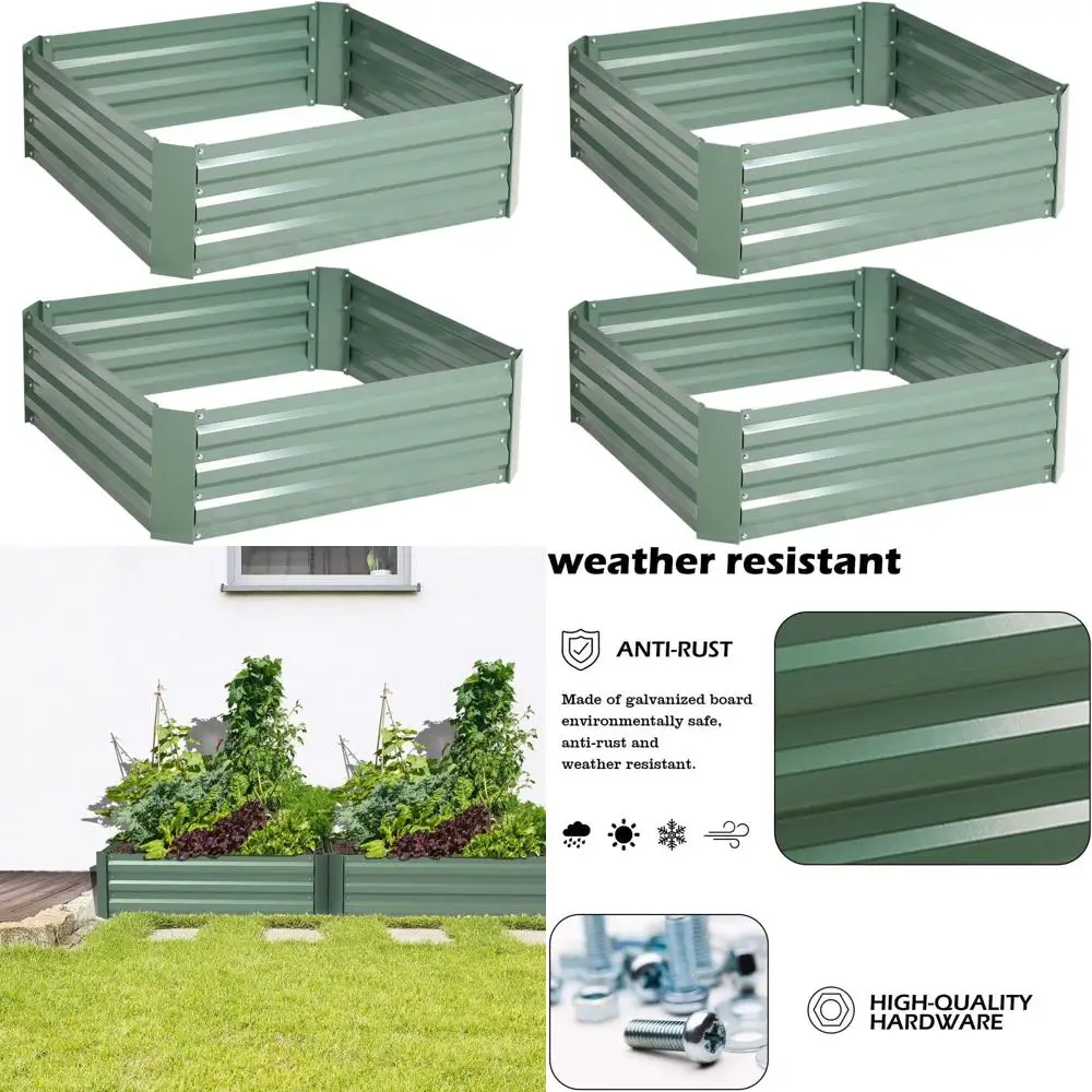 

Triple-tier 3x3x1ft Galvanized Steel Raised Garden Bed Set for Growing Vegetables, Flowers, and Fruits