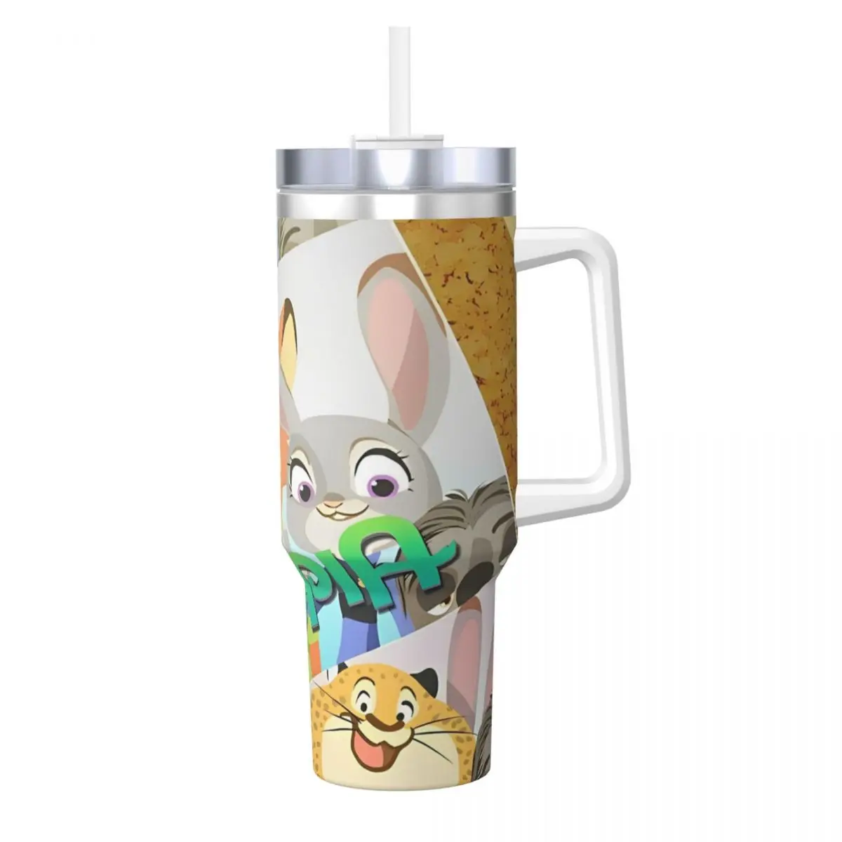 Zootopia Stainless Steel Tumbler Travel Mugs Cup 40oz Coffee Mug Leakproof Cold Drink Milk Tea Water Bottle