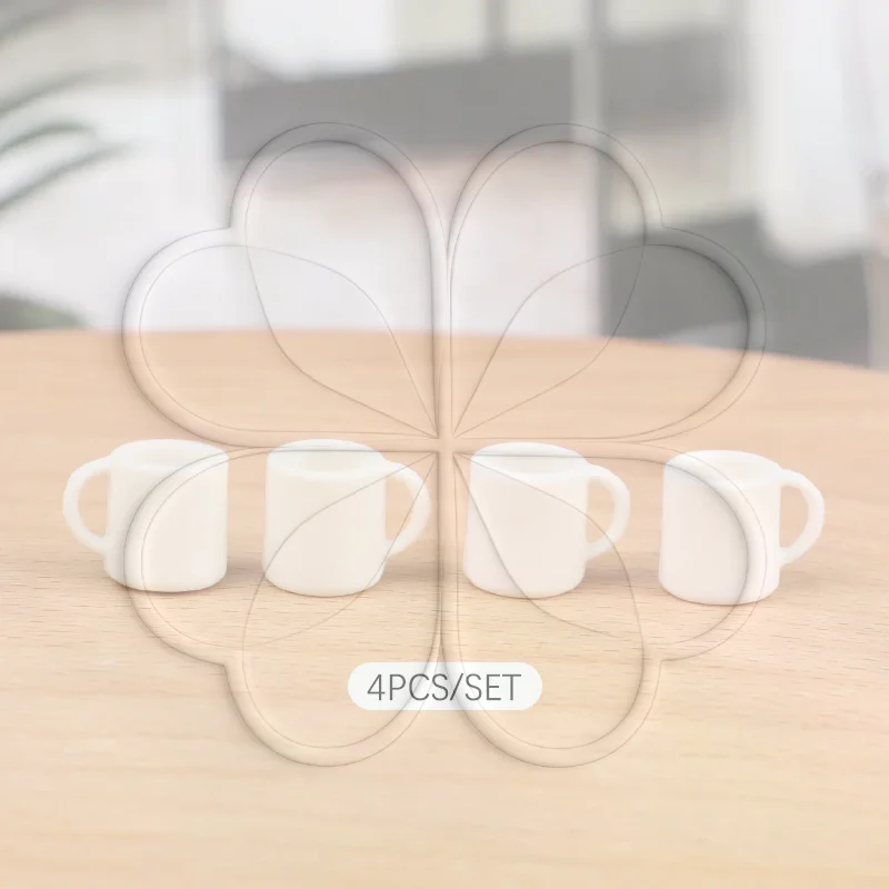 4Pcs/Set 1:12 Dollhouse Miniature Cup White Mug Water/Drink Cup Tea Cup Model Kids Pretend Play Toy Doll House Decor Accessorie