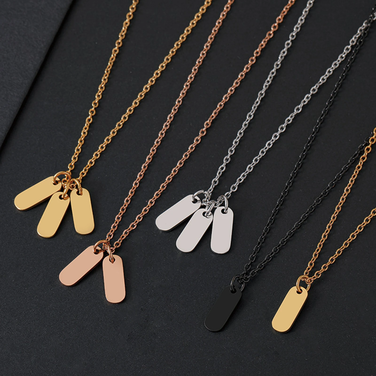 Personalized Custom Name Necklace for Women Engrave Letter Rectangle Round Stainless Steel Jewelry Family Gift 4 Colors