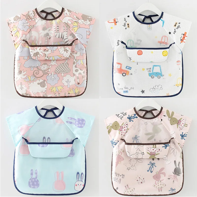 

0-6Year Kids Apron Baby Feeding Cover Newborn Bibs Cartoon Print Children Feeding Clothes Toddler Saliva Towel Burp Cloths