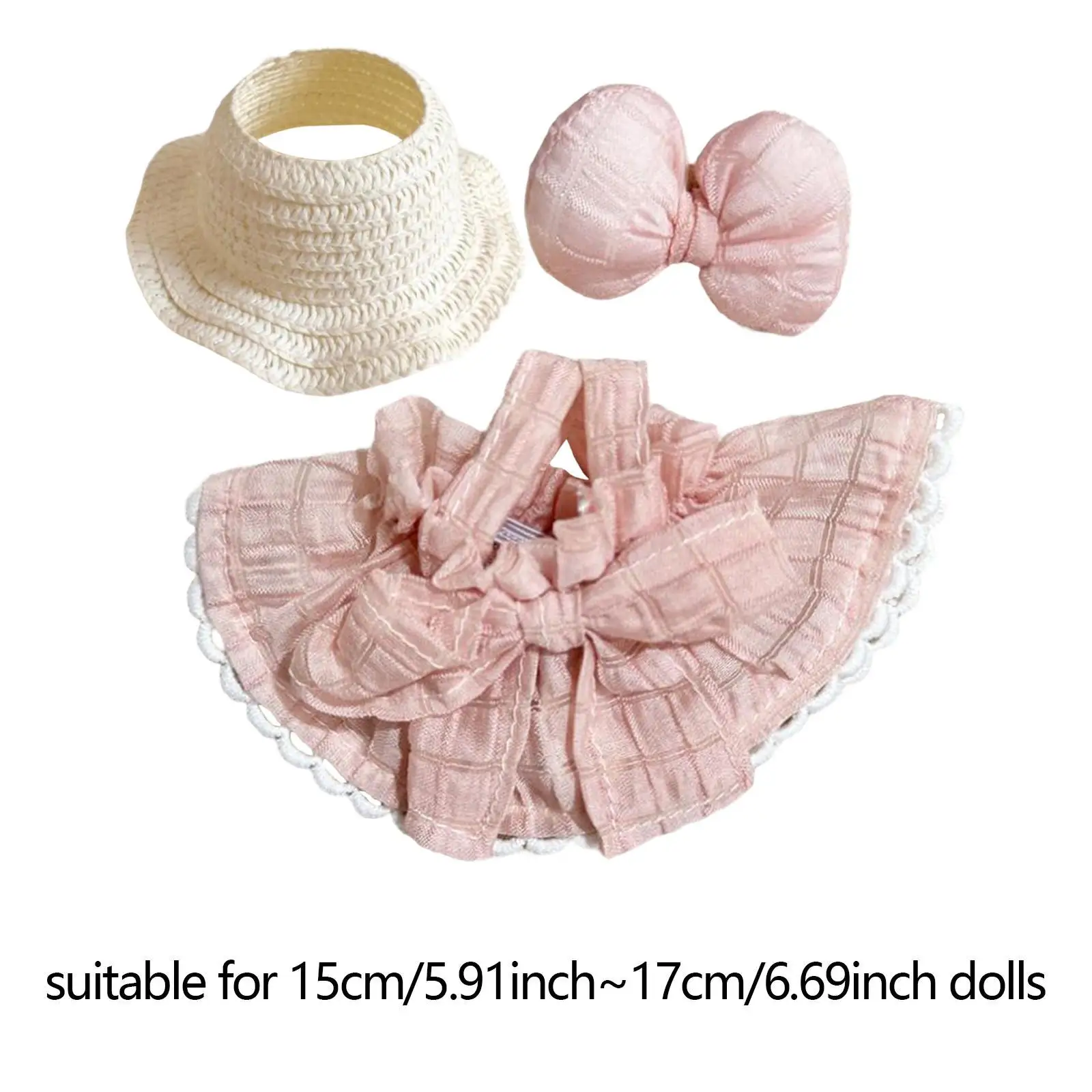 Robe de poupée avec chapeau, 3 pièces, épingle à cheveux avec nœud pour poupées de 15 à 17cm, cadeaux d'halloween