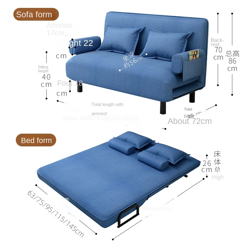 Folding Bed Single Two-Purpose Sofa Office Lunch Break Home Double Small Apartment Multi-Functional Bedroom Balcony Recliner New