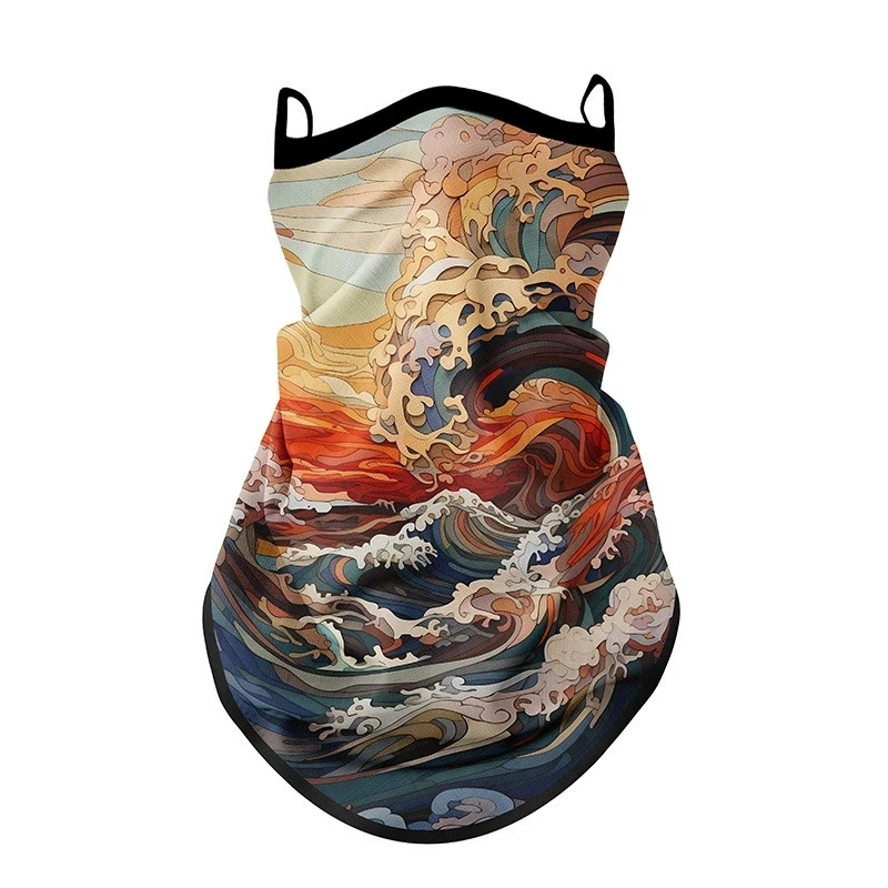 

Dustproof Face Balaclava Wave Print Mask Women Earloops Scarf Outdoor Men Breathable Hiking Running Fishing Cycling Face Cover