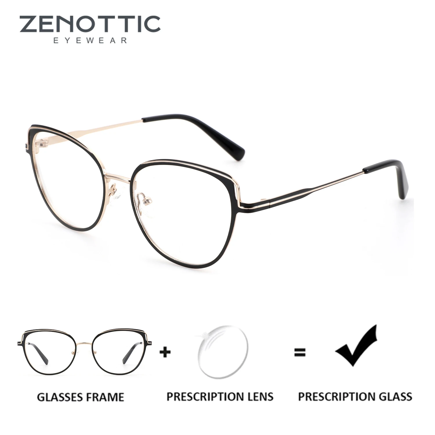 

ZENOTTIC M размер высококачественные металлические очки «кошачий глаз» по рецепту для женщин прогрессивные оптические очки фотохромные очки
