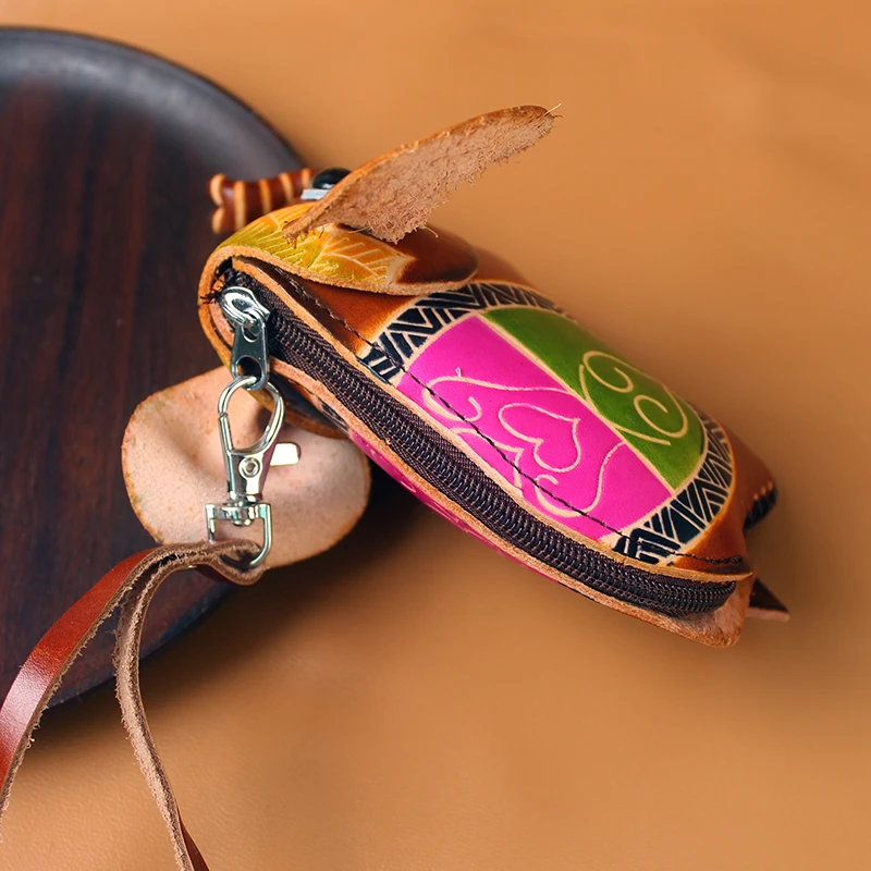 

2024 New Cute Cartoon Elephant Leather Coin Purse Small Women's Wallet Handbag Coin Bag Card Holder Handmade Stitching