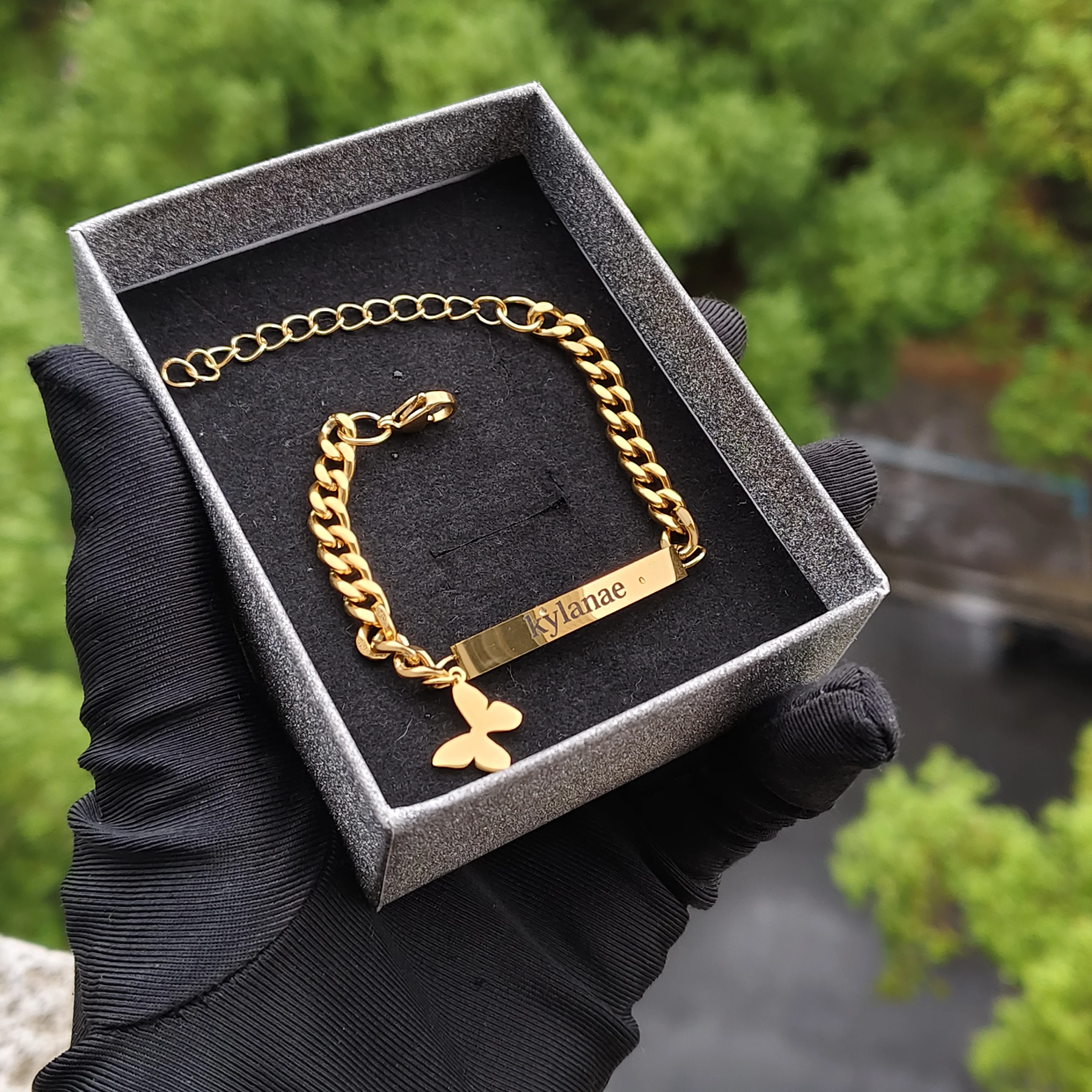 DHQH Customized Name Butterfly Necklace Bracelet Personalized Letter/Logo Butterfly Set Birthday Gift Manufacturer Direct Sales