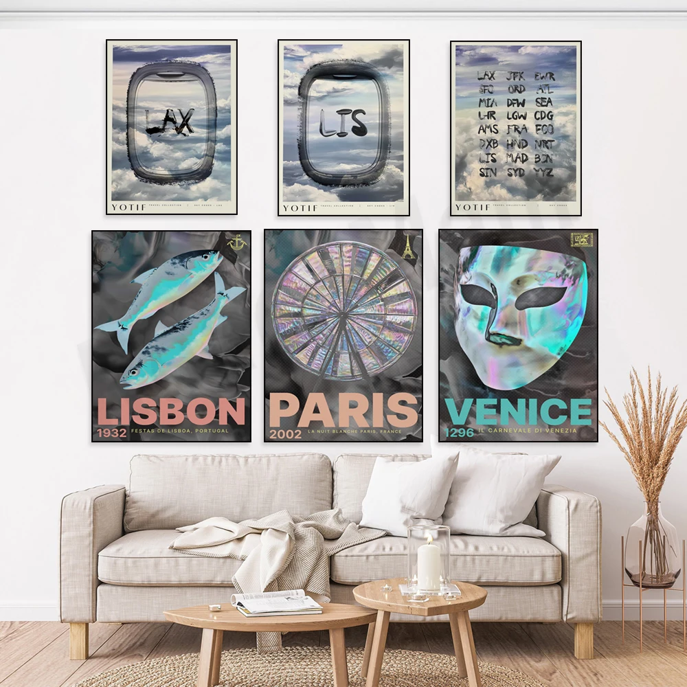 Airport codes, Lisbon, Los Angeles, aviation-themed prints, Tokyo, New Orleans, Paris, Venice travel posters, flight gifts