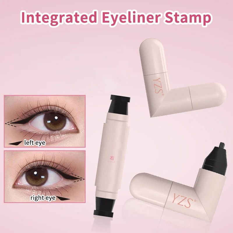 Geïntegreerde zwartbruine Dual-Tip DIY Eyeliner Wing-stencil Waterdichte vloeibare pen Langdurige sneldrogende roteer-eyeliner-stempel