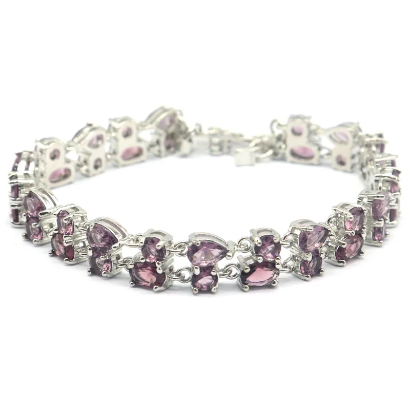 8x6 مللي متر جميلة لندن الأزرق توباز الأرجواني جمشت الأخضر الزبرجد الأرجواني الإسبنيل المرأة الفضة سوار 7.5-8.5 بوصة