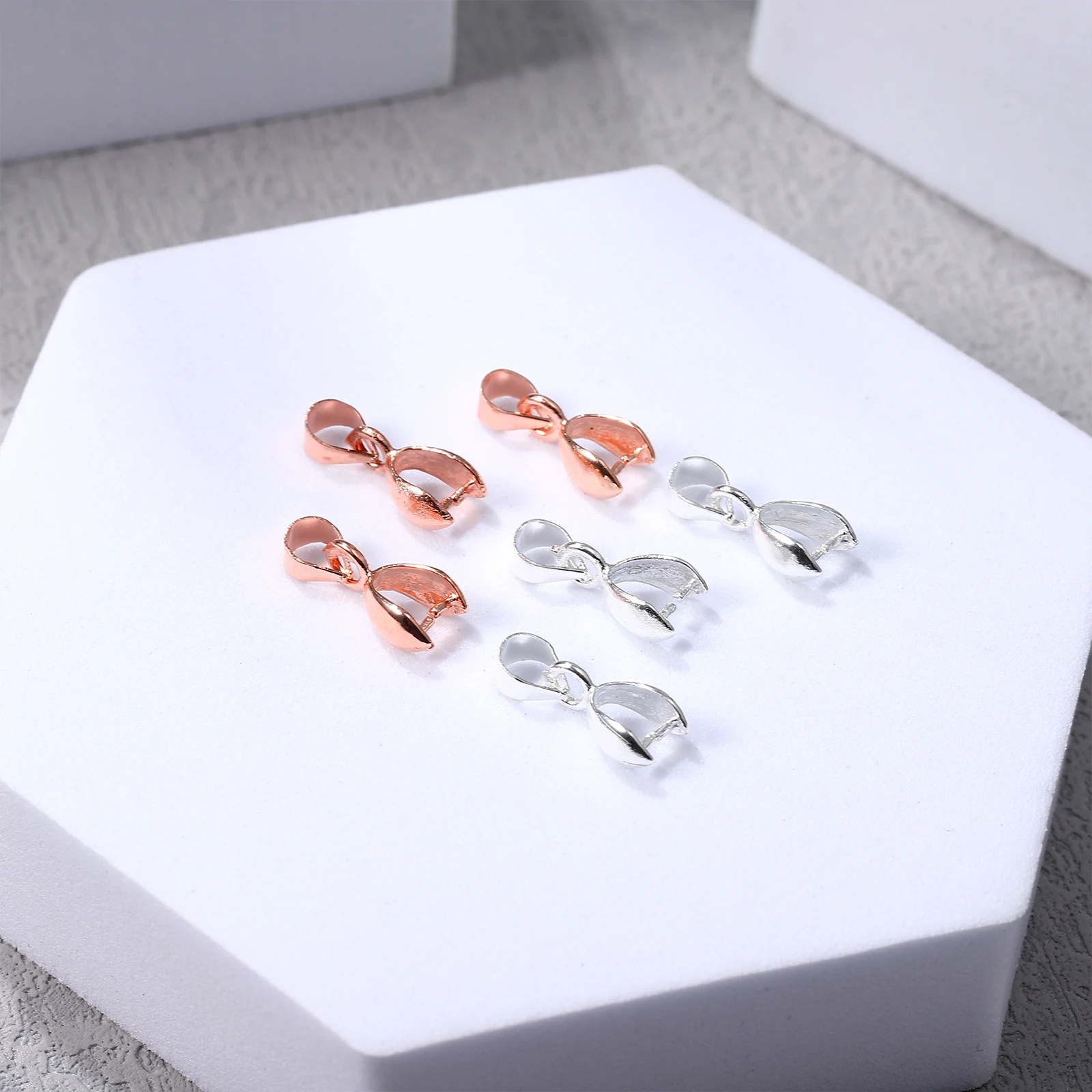 

100pcs Alloy Clasps For Jewelry Making Pinch Bails Diy Necklace Connectors Jade Pendant Buckles Bead Charm Connector Link