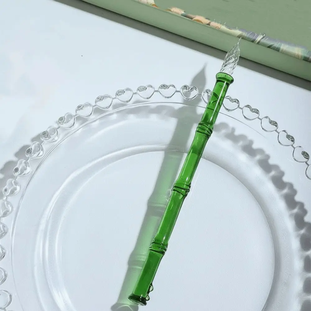 Children Signature Glass Dip Pen Reusable Calligraphy Dipping Pen Transparent Vintage Fountain Pen Stationery