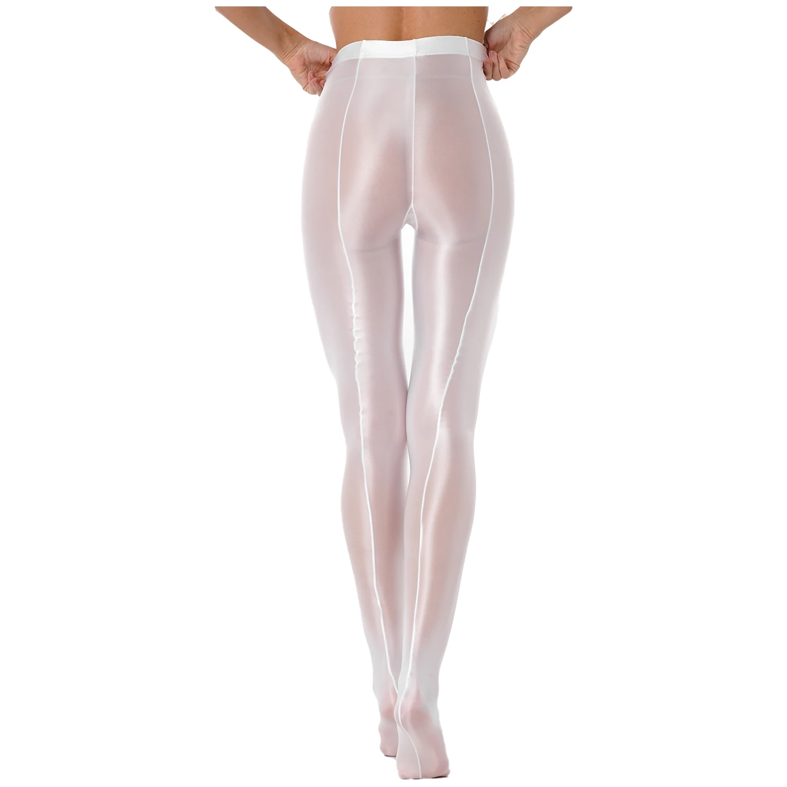 Women Shiny Glossy Pantyhose Pants With Sock Yoga Pant Dance Legging Sexy Tight Slim Elasticity Casual Ladies Base Trousers