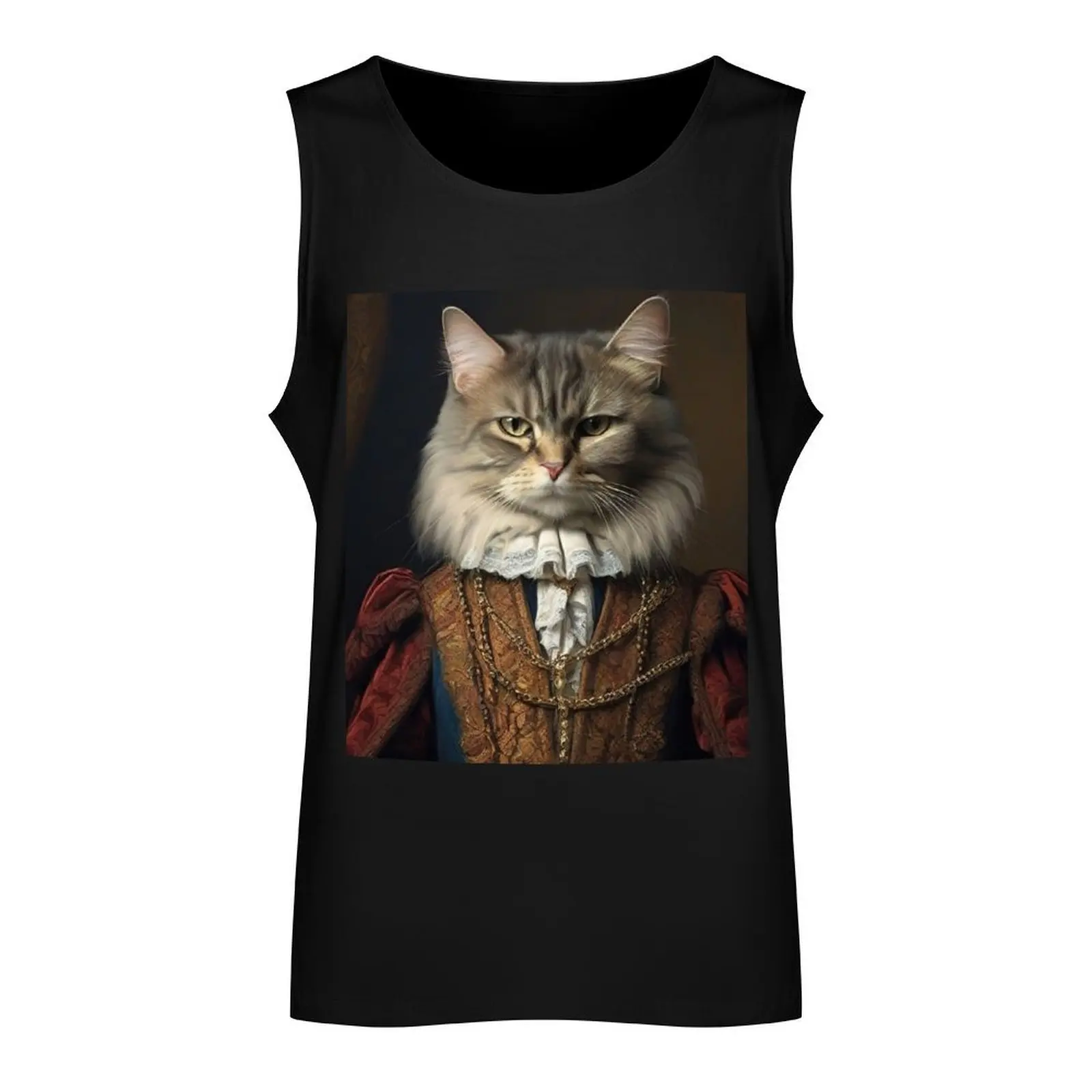 Regal Whiskers: Renaissance Aristocrat Cat Tank Top t shirt gym Sleeveless T-shirt basketball clothing