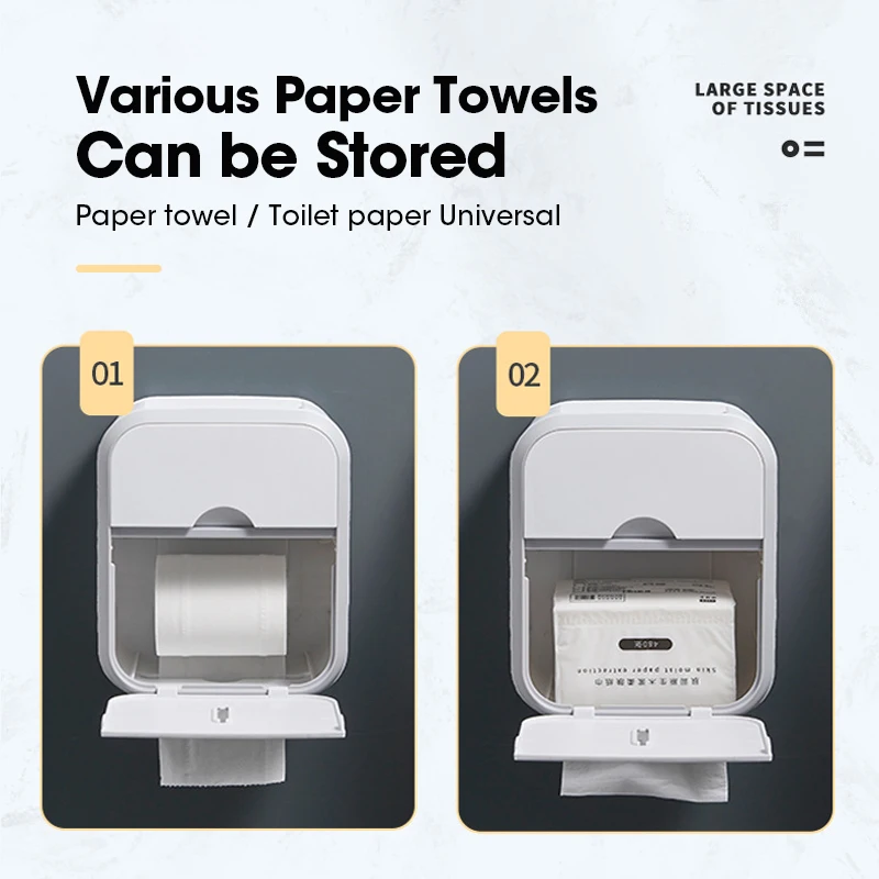 Wall Hanging Tissue Box Roll Paper Holder Toilet Tissue Storage Box Double Layer Plastic Organizer Bathroom Accessories