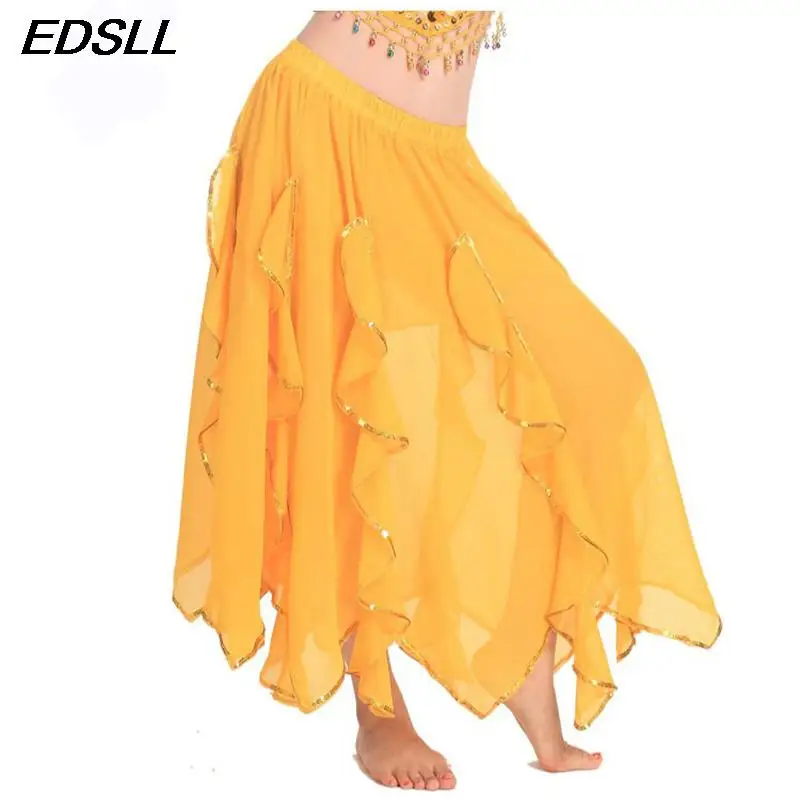 Woman's Belly Dance Skirt Indian Dance Practice Half Dress Ciffon Belly Dancer Costumes Layered Skirt Party Festival Costume