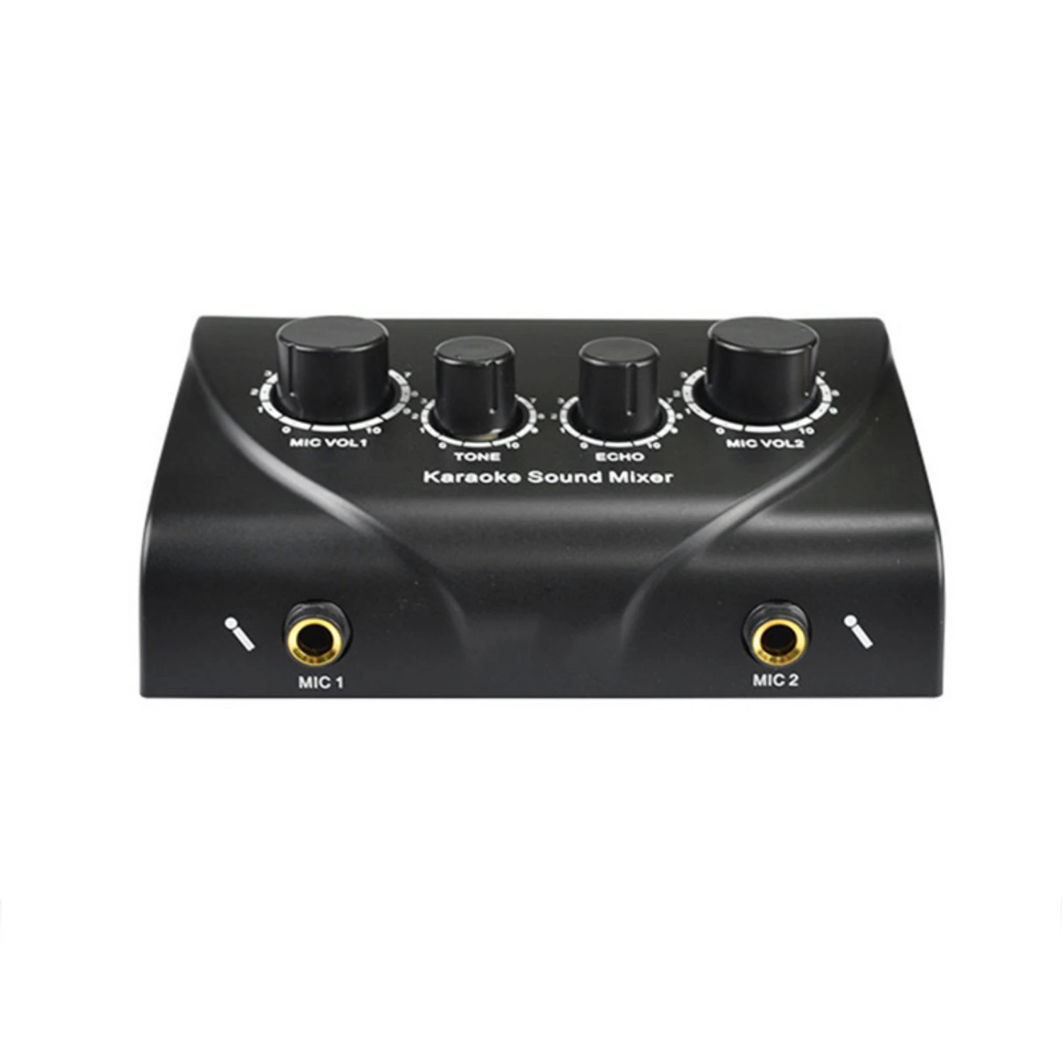 Portable Dual Mic Inputs Audio Sound Mixer For Amplifier & Microphone Karaoke Ok Mixer Black Eu Plug