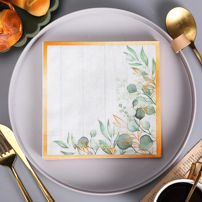 20pcs 33x33cm Soft Leaves Printed Disposable Napkins Festive Party Paper Tissue Decoration