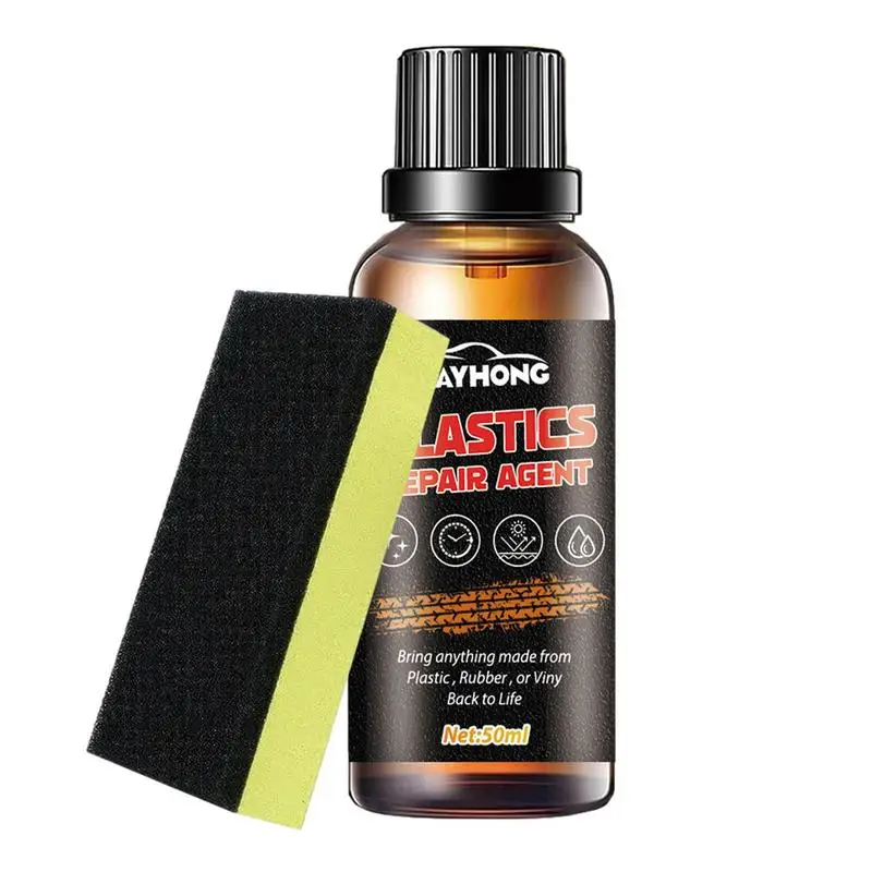 Agente de Recondicionamento Resistente a UV com Esponja, Peças do carro, Líquido para Drivers, Universal Quick Dry, 50ml