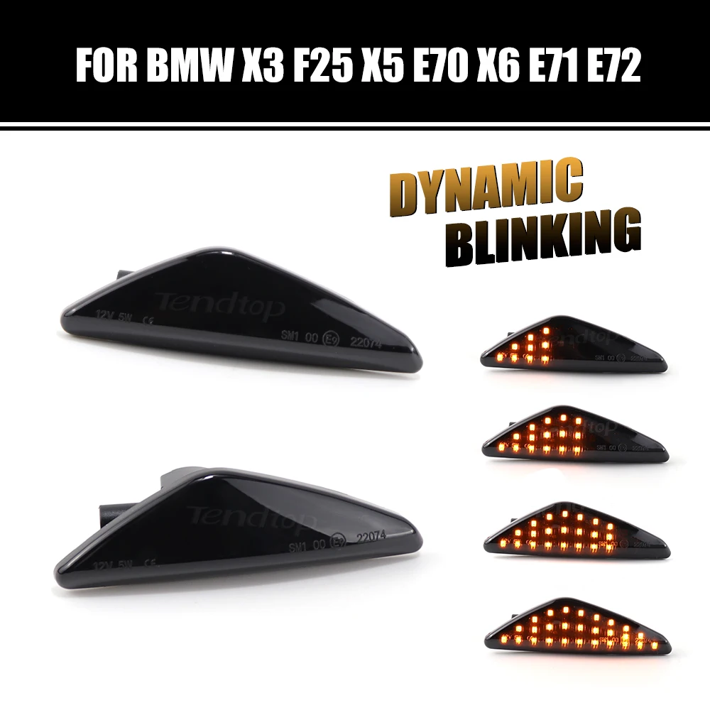 Dynamic Flashing Led Side Marker Turn Signal Light For BMW X3 X5 X6 E70 E71 2008-2014 E72 F27