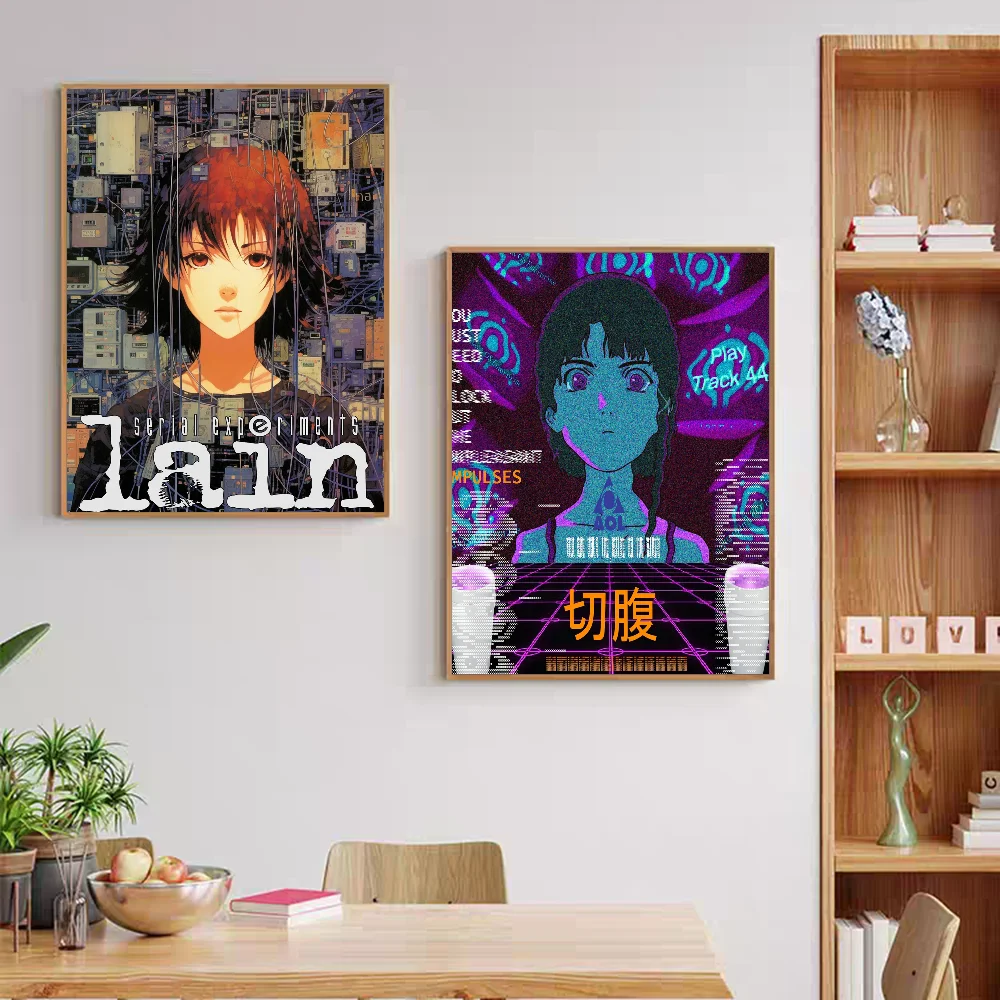 Japan Anime Lain Movie Sticky Posters Vintage Room Bar Cafe Decor Nordic Home Decor
