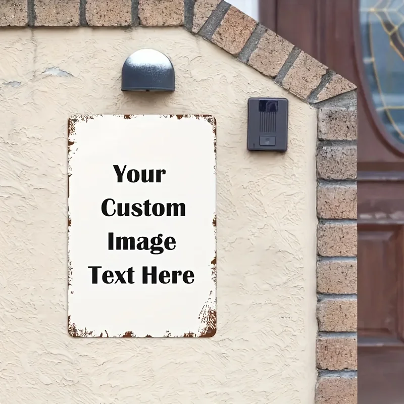Letrero Metálico Personalizado con Imagen/Texto, 8x12 Pulgadas - Decoración de Pared Vintage con Borde Desgastado y Pre-perforado