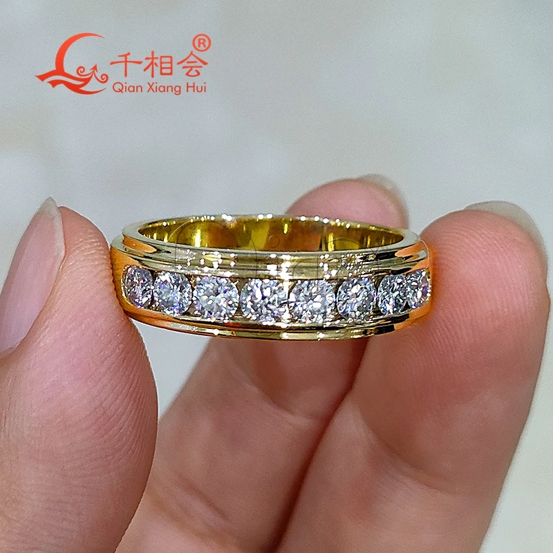 Imagem -03 - Moissanite Branco Meio Meia Banda Anel para Homens e Mulheres Jóias de Hip Hop Estilo Luxuoso Presente para Casamento Casal mm Prata S925