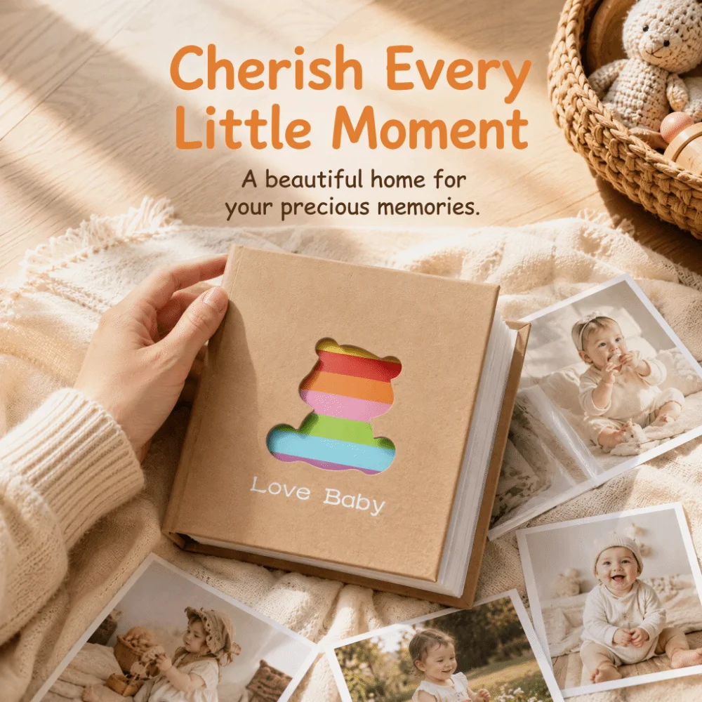 Holds 100 Photos Photo Album 5.51x7.09in Durable Backbone Picture Storage Hollow Design Insert Page Design Picture Holder